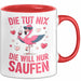 Flamingo Trinkend Tasse Geschenk Lustige Geschenkidee Spruch Die Tut Nix Die Will Nur Saufen Rot Trendation