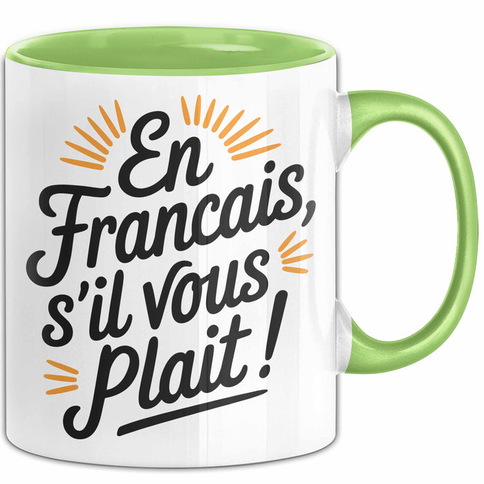 Französischlehrer Unterricht Tasse Geschenk Lustige Geschenkidee Spruch En Français S’Il Vous Plaît Grün Trendation