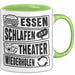 Theater Tasse Geschenk Essen Schlafen Theater Wiederholen Becher Grün Trendation