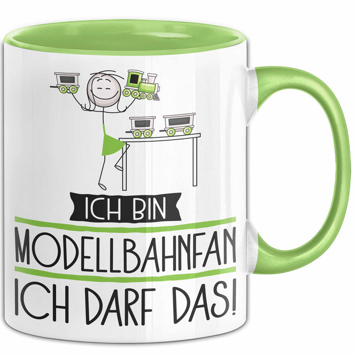 Geschenk für Modellbahnfan Tasse Lustige Geschenkidee Geburtstag Ich Bin Modellbahnfan Ich Darf Das Grün Trendation