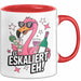 Flamingo Trinkend Tasse Geschenk Lustige Geschenkidee Spruch Es Eskaliert Eh Rot Trendation