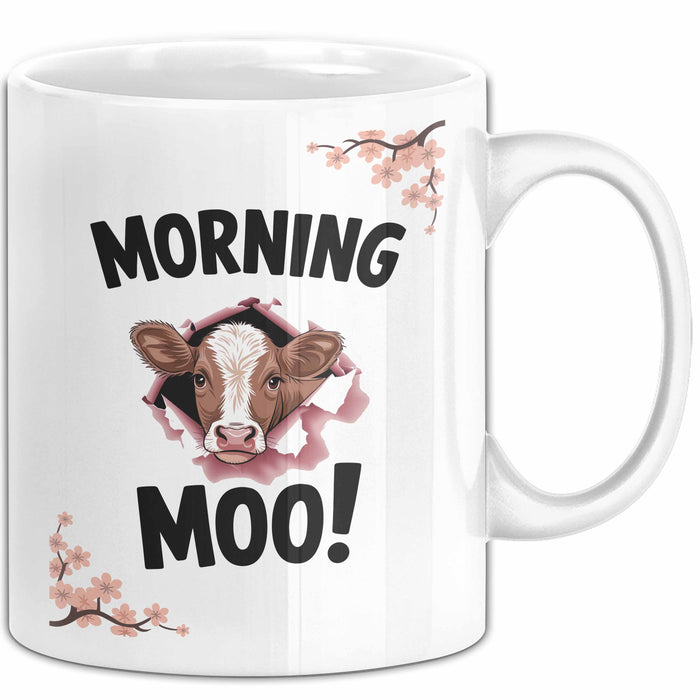 Kuh Tasse Geschenk Morning Moo Geschenkidee Lustig Guten Morgen Weiß Trendation