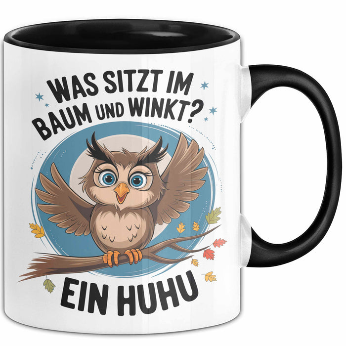Eule Tier Sarkasmus Tasse Geschenk Was sitzt im Baum Vogel Geschenkidee Lustig Trendation
