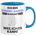 Bungee-Jumper Geschenk Tasse Lustiger Spruch Ich Bin Bungee-Jumper Warum Weil Ich Es Kann Geschenkidee Bester Bungee-Jumper Geburtstag Kaffee-Becher Blau Trendation