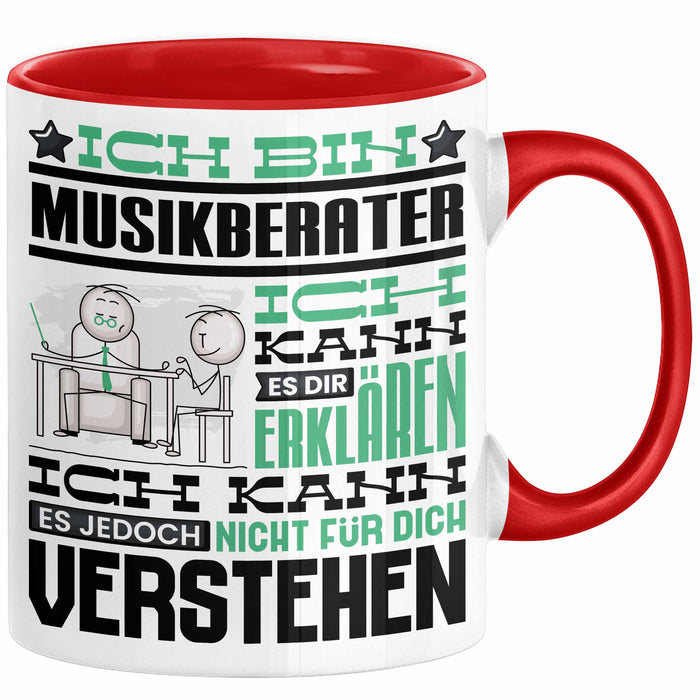Musikberater Geschenk Tasse Lustige Geschenkdiee für einen Musikberater Geburtstag Ich Bin Musikberater Ich Kann Es Dir Erklären Aber Nicht Für Dich Verstehen Rot Trendation