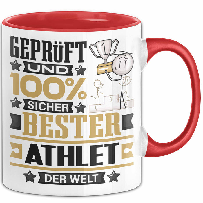 Athlet Geschenk Lustiger Spruch für Athlet Geschenkidee Bester Athlet Der Welt Rot Trendation
