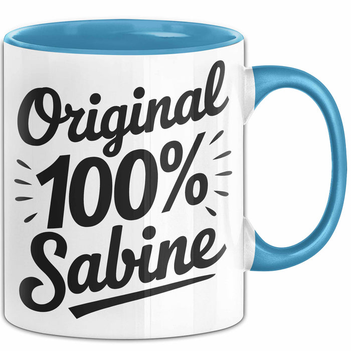 Sabine Tasse Geschenk Original 100% Sabine Geschenkidee Geburtstag Blau Trendation