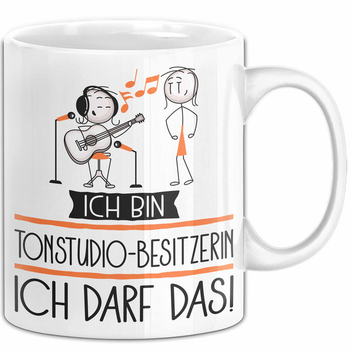 Geschenk für Tonstudio-Besitzerin Tasse Lustige Geschenkidee Geburtstag Ich Bin Tonstudio-Besitzerin Ich Darf Das Weiß Trendation