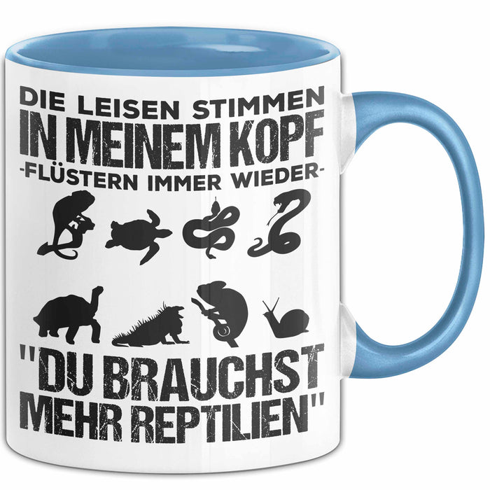 Reptil Bartagame Tasse Geschenk Lustige Geschenkidee Spruch Die Leisen Stimmen In Meinem Kopf Flüstern Immer Wieder Blau Trendation