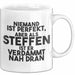 Steffen Tasse Niemand Ist Perfekt, Steffen Ist Nah Dran Geschenk Weiß Trendation