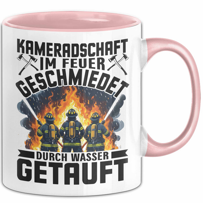 Feuerwehrmann Tasse Geschenk Kameradschaft Im Feuer Geschmiedet Durch Wasse Getauft Geschenkidee Feuerhwehr Rosa Trendation