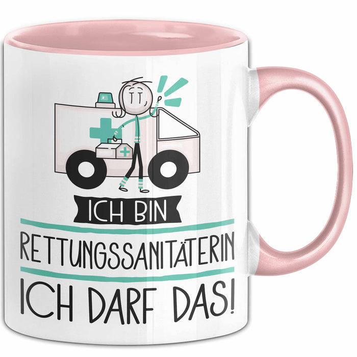 Geschenk für Rettungssanitäterin Tasse Lustige Geschenkidee Geburtstag Ich Bin Rettungssanitäterin Ich Darf Das Rosa Trendation