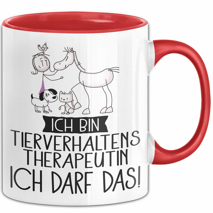 Geschenk für Tierverhaltenstherapeutin Tasse Lustige Geschenkidee Geburtstag Ich Bin Tierverhaltenstherapeutin Ich Darf Das Rot Trendation
