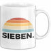 Tasse Retro SIEBEN. Design mit Sonnenuntergangsfarben 7. Geburtstag Jungs Weiß Trendation