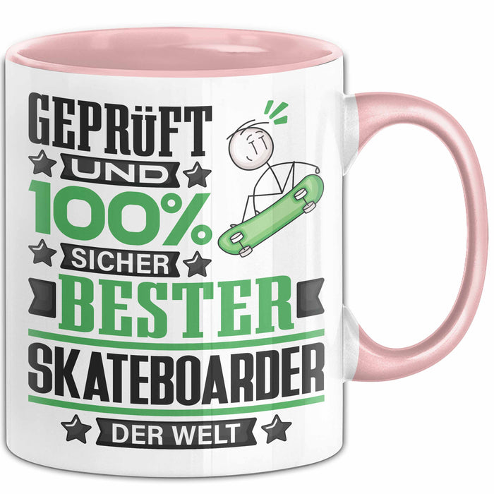 Skateboarder Geschenk Lustiger Spruch für Skateboarder Geschenkidee Bester Skateboarder Der Welt Rosa Trendation