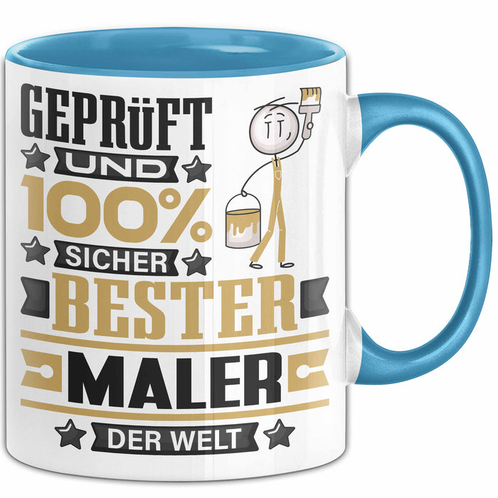 Maler Geschenk Lustiger Spruch für Maler Geschenkidee Bester Maler Der Welt Blau Trendation