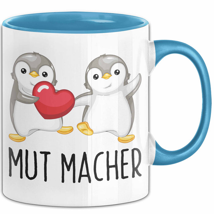 Lustige Tasse Geschenk Zwei Pinguine Mit Herz Witziger Becher Mut Blau Trendation