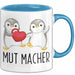 Lustige Tasse Geschenk Zwei Pinguine Mit Herz Witziger Becher Mut Blau Trendation