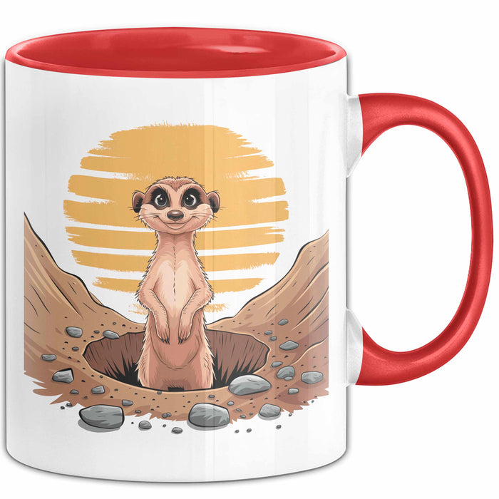 Erdmännchen Tier Tasse Geschenk Lustige Geschenkidee Spruch Rot Trendation