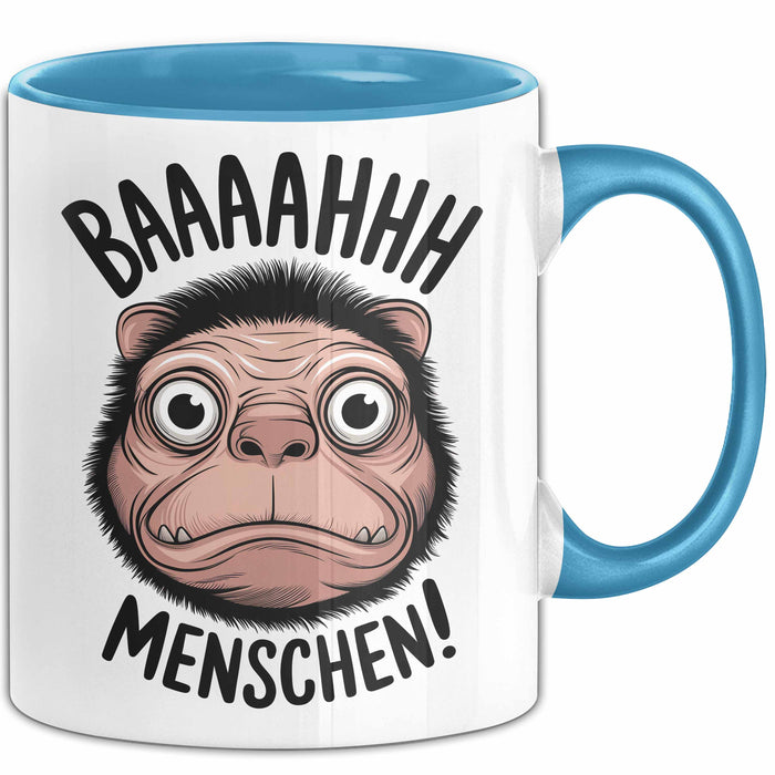 Antisozial Tasse Geschenk Baaahhh Menschen Geschenkidee Lustig Sarkasmus Blau Trendation