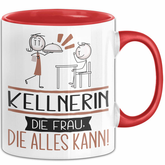 Kellnerin Geschenk Tasse Becher Die Frau Die Allen Kann Geschenkidee für eine Kellnerin Lustig Rot Trendation