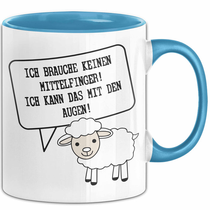 Humor Tasse Geschenk Ich brauche keinen Mittelfinger Ich Mache Das Mit Den Augen Becher Geschenk Blau Trendation