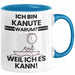 Kanute Geschenk Tasse Lustiger Spruch Ich Bin Kanute Warum Weil Ich Es Kann Geschenkidee Bester Kanute Geburtstag Kaffee-Becher Blau Trendation