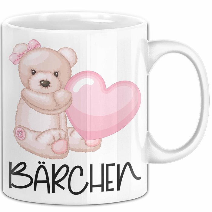 Tasse Teddybär mit Herz lustiges Geschenk für Kinder oder Valentinstag Weiß Trendation