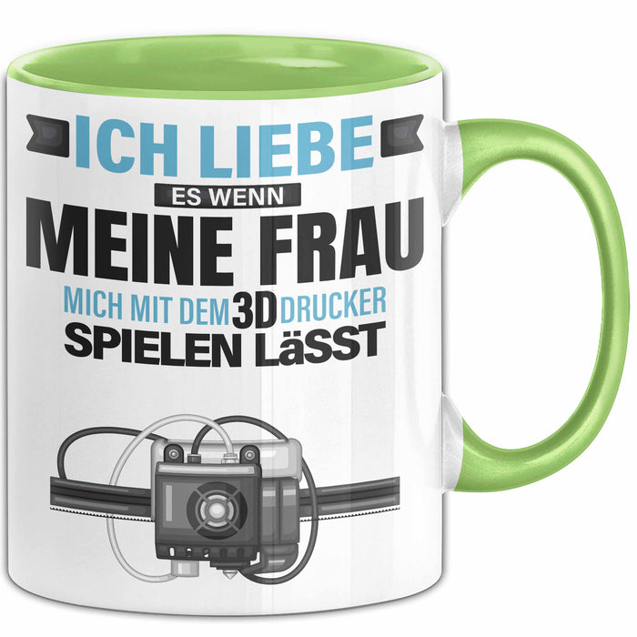 3D Drucker Tasse "Ich Liebe Meine Frau" Geschenk für Ehepartner und Technikfans Grün Trendation