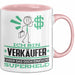 Verkäufer Geschenk Tasse Ich Bin Verkäufer Aber Sag Doch Einfach Superheld Lustige Geschenkdiee für Verkäufer Kaffee-Becher Rosa Trendation