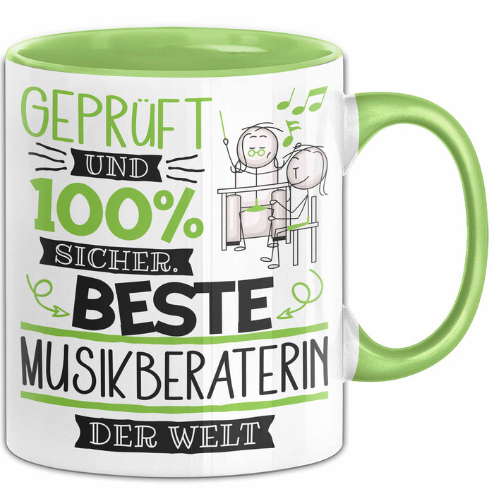 Beste Musikberaterin Der Welt Tasse Geschenk für Eine Musikberaterin Geprüft Und Sicher Geschenkidee Geburtstag Weihnachten Grün Trendation