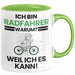 Radfahrer Geschenk Tasse Lustiger Spruch Ich Bin Radfahrer Warum Weil Ich Es Kann Geschenkidee Bester Radfahrer Geburtstag Kaffee-Becher Grün Trendation