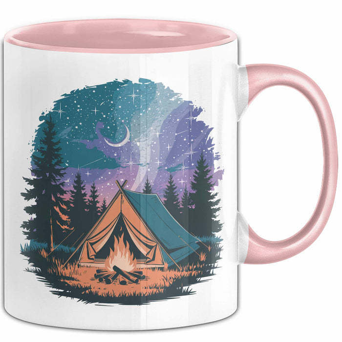 Camper Tasse Geschenkidee für Outdoor Abenteurer Rosa Trendation