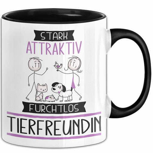 Tierfreundin Tasse Geschenk Becher Stark Attraktiv Furchtlos Tierfreundin Lustige Geschenkidee Trendation