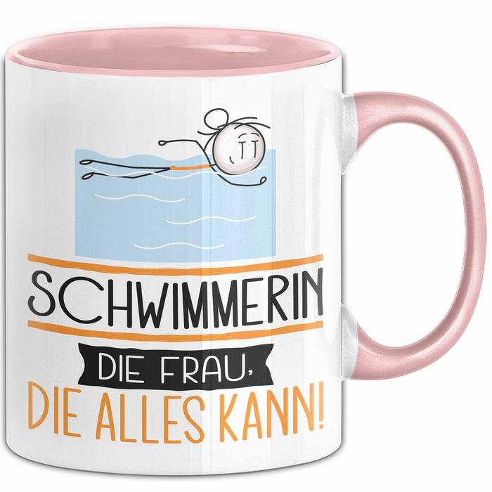 Schwimmerin Geschenk Tasse Becher Die Frau Die Allen Kann Geschenkidee für eine Schwimmerin Lustig Rosa Trendation