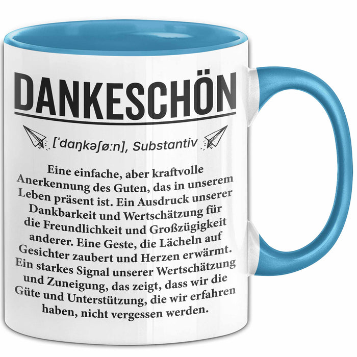 Lehrer Wertschätzung Danke Tasse Geschenk Lustige Geschenkidee Spruch Dankeschön Blau Trendation