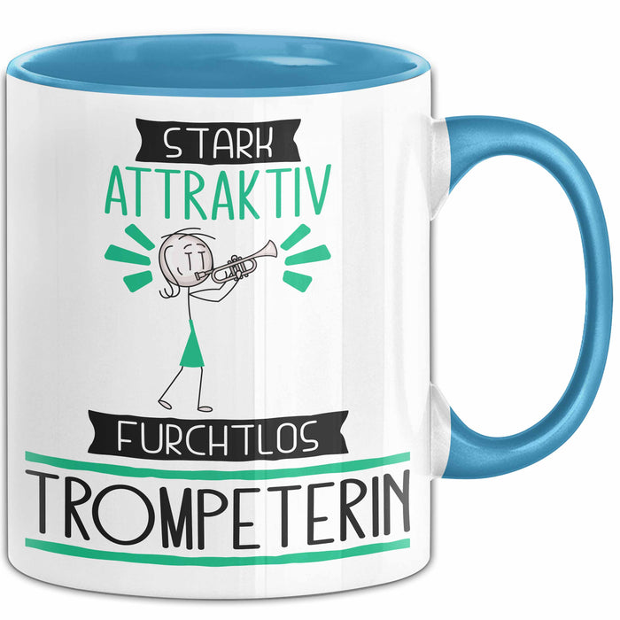 Trompeterin Tasse Geschenk Becher Stark Attraktiv Furchtlos Trompeterin Lustige Geschenkidee Blau Trendation