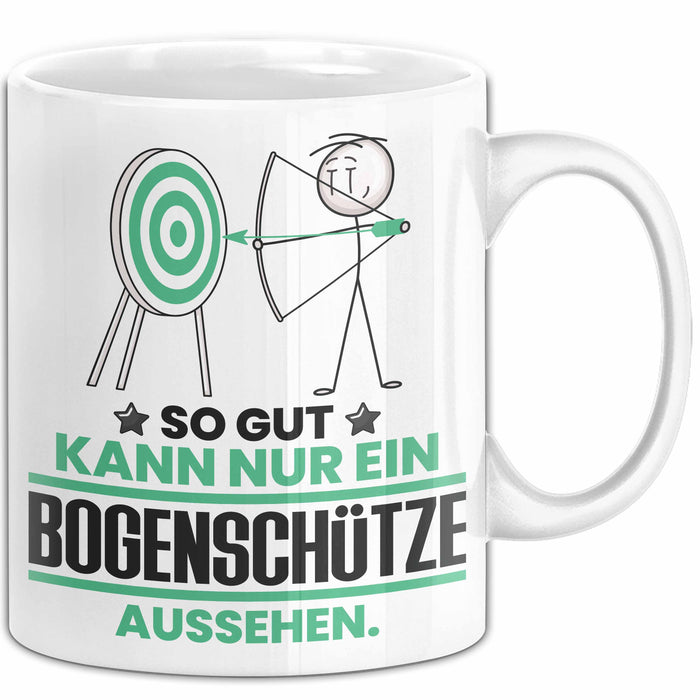 Bogenschütze Geschenk Tasse So Gut Kann Nur Ein Bogenschütze Aussehen Geschenkidee Kaffee-Becher Weiß Trendation