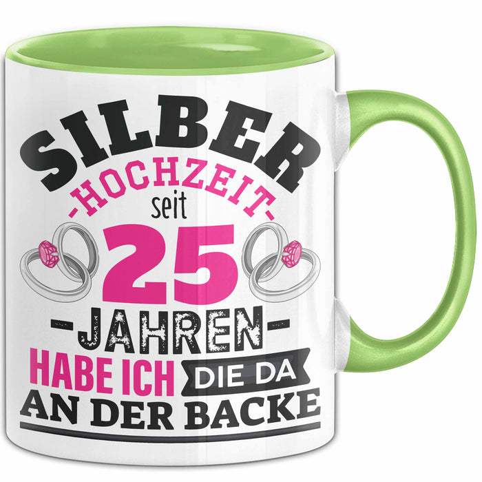Silberhochzeit Tasse Geschenk Seit 25 Jahren Lustiger Spruch Humorvoll Grün Trendation