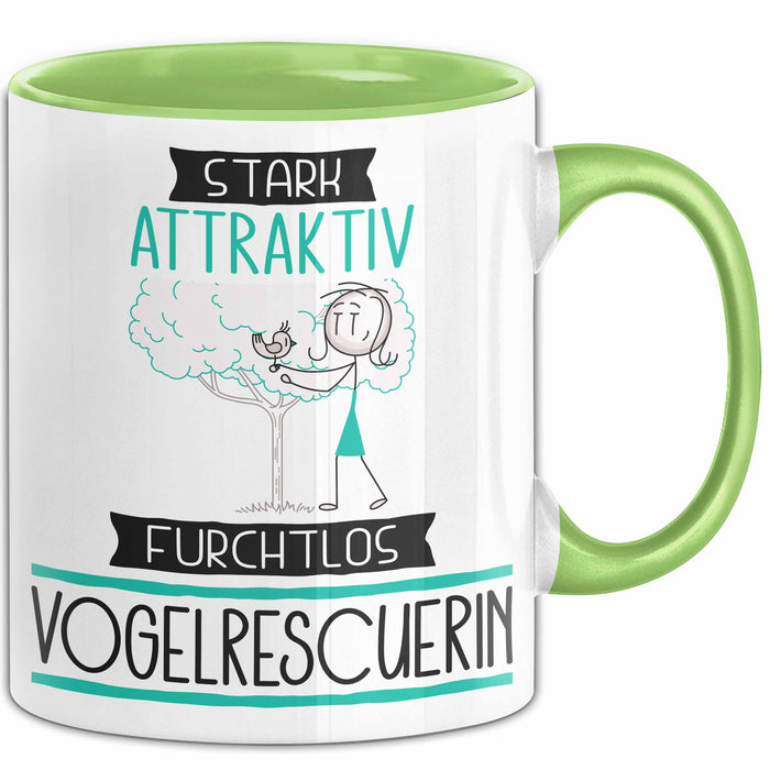 Vogelrescuerin Tasse Geschenk Becher Stark Attraktiv Furchtlos Vogelrescuerin Lustige Geschenkidee Grün Trendation