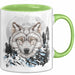 Wolf Tasse Geschenk Abstrakt Wölfe Mondlandschaft Geschenkidee Grün Trendation