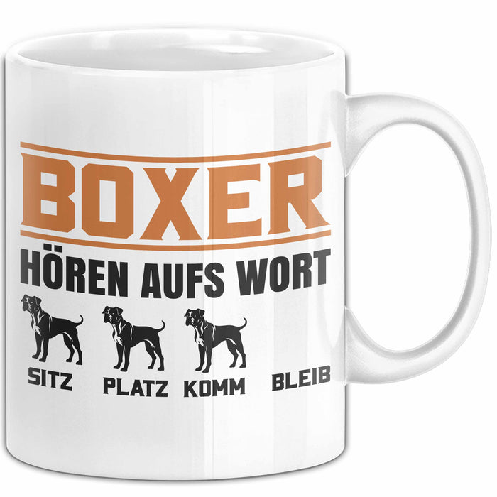 Boxer Hören Aufs Wort Tasse Geschenk Boxer Besitzer Mama Becher Weiß Trendation