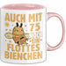 75. Geburtstag Tasse Geschenk Frauen Mutter Lustig Auch mit 75 Noch Ein Flottes Bienchen Kaffee-Becher Rosa Trendation