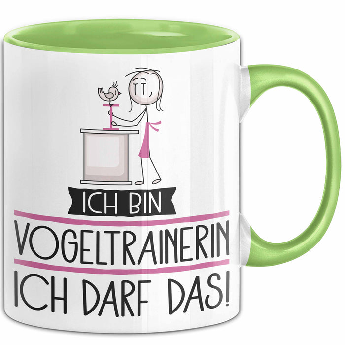 Geschenk für Vogeltrainerin Tasse Lustige Geschenkidee Geburtstag Ich Bin Vogeltrainerin Ich Darf Das Grün Trendation
