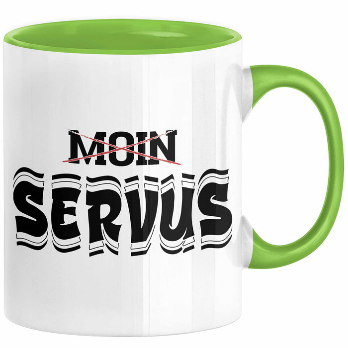 München Servus Tasse Geschenk Heimat Münchener Geschenkidee Kaffee-Becher Bayern Servus Grün Trendation