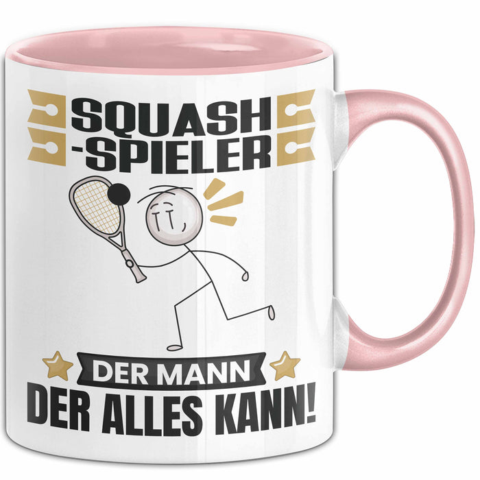 Squash-Spieler Tasse Geschenk für Squash-Spieler Der Mann Der Alles Kann Geschenkidee zum Geburtstag Rosa Trendation