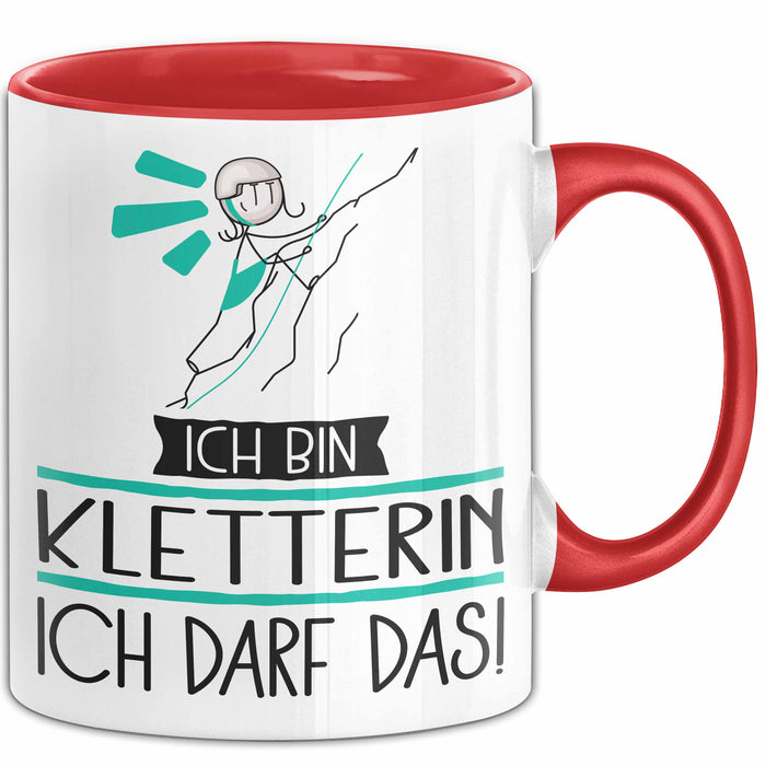 Geschenk für Kletterin Tasse Lustige Geschenkidee Geburtstag Ich Bin Kletterin Ich Darf Das Rot Trendation