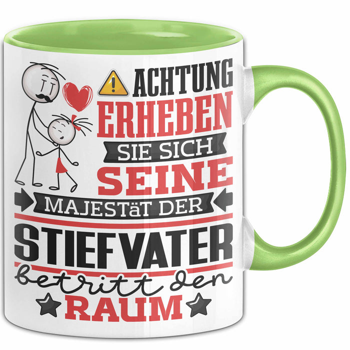 Stiefvater Geschenk Tasse Lustiger Spruch Erheben Sie Sich Der Stiefvater Betritt den Raum Grün Trendation
