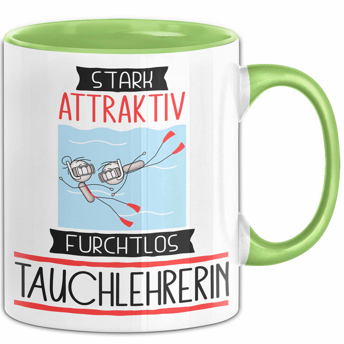 Tauchlehrerin Tasse Geschenk Becher Stark Attraktiv Furchtlos Tauchlehrerin Lustige Geschenkidee Grün Trendation