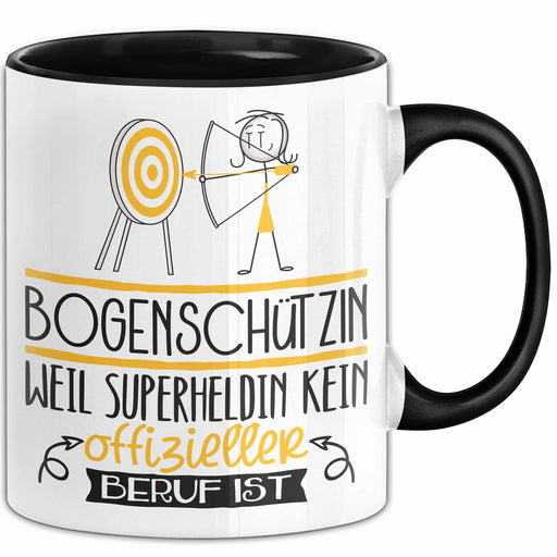 Bogenschützin Geschenk Tasse Lustiger Spruch Bogenschützin Weil Superheldin Kein Offizieller Beruf Ist Geschenkidee Schwarz Trendation